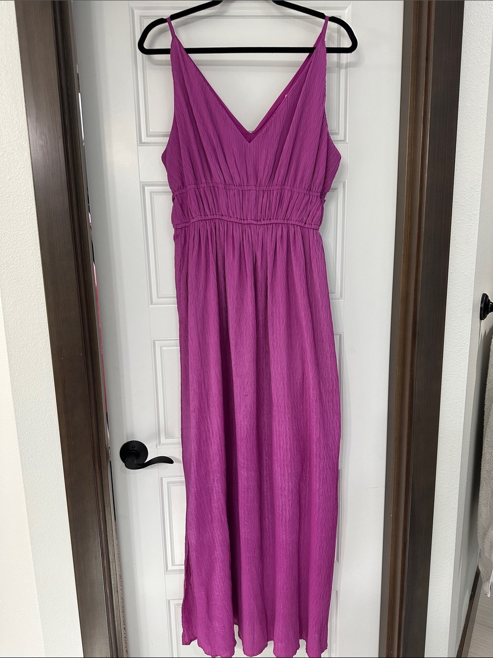 Sleeveless Fuchsia Maxi Dress with Smocked Waist